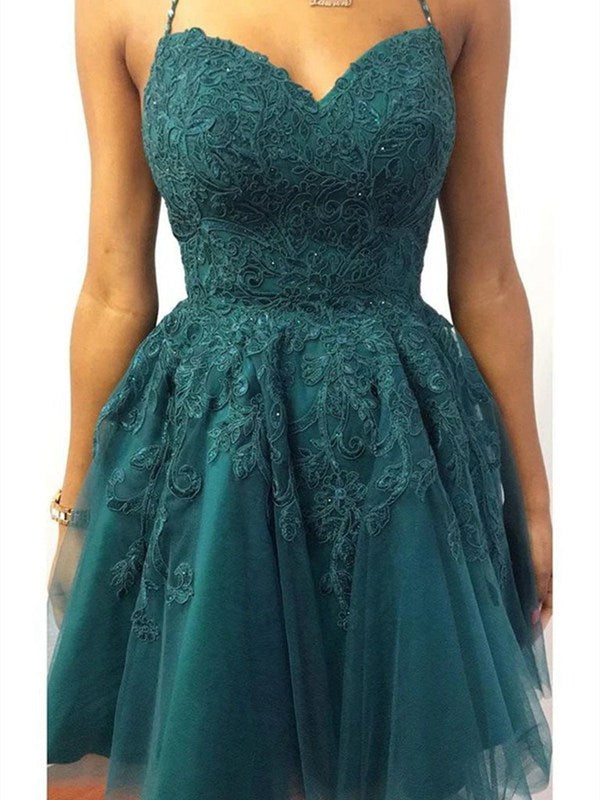Short Straps Lace Junior Homecoming Dress SHORT173
