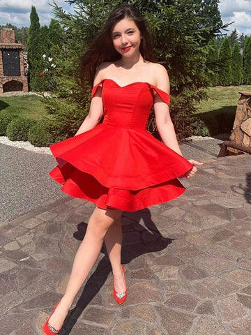 Off The Shoulder Short Red Teen Prom Dress SHORT183