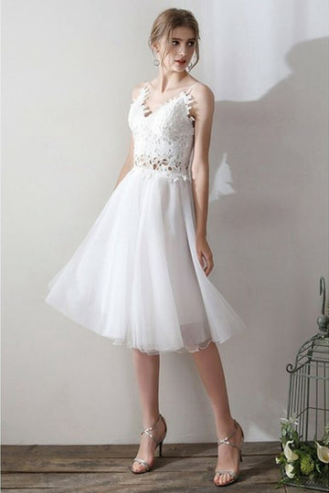 A Line Straps After Party Short Wedding Dress SWD004