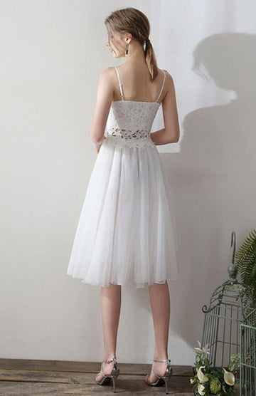 A Line Straps After Party Short Wedding Dress SWD004
