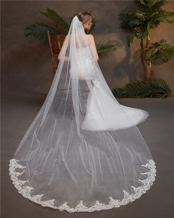 Bridals Long Lace Shapes Wedding Veils VE009