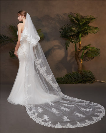 Sweep Train Lace Wedding Veil 3M VE010