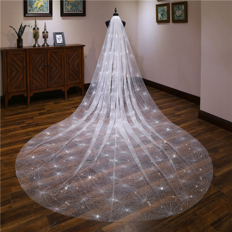 Sweep Train Long Star Wedding Veil 3.5Mx3M VE021