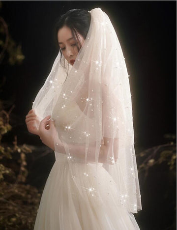 Stylish Two-tier Simple Wedding Veil Fingertip Veils VE030