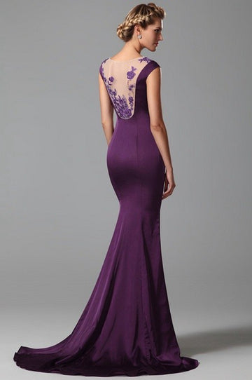 Grape Satin Chiffon Trumpet/Mermaid Bridesmaid Formal Dress(BDJT1317)