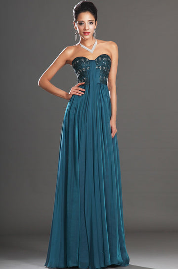 Ink Blue Chiffon And Lace A-line Sweetheart Bridesmaid Formal Dress(BDJT1339)