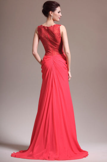 Red Chiffon And lace Mother Bridesmaid Formal Dress(BDJT1351)