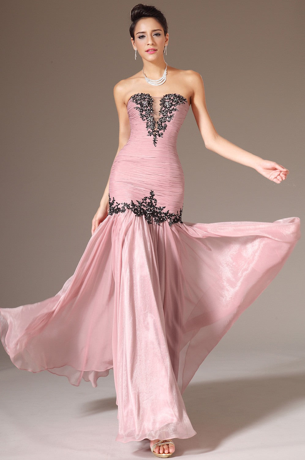Nude Pink Chiffon Trumpet/Mermaid Sweetheart Bridesmaid Formal Dress(BDJT1365)