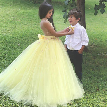 Yellow Princess Kids Prom Dress BDFGD349