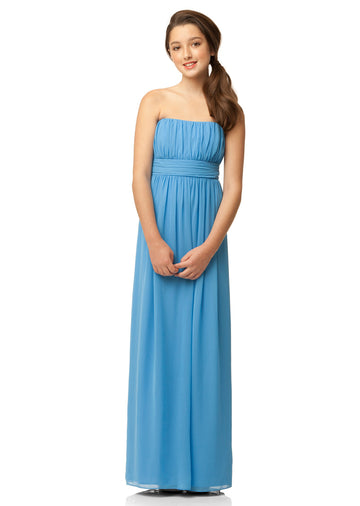 Pool Chiffon Floor-length A-line Strapless Sleeveless Junior Bridesmaid Dress(UKJBD03-022)