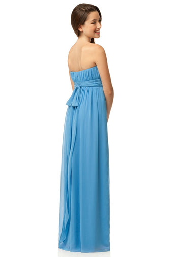 Pool Chiffon Floor-length A-line Strapless Sleeveless Junior Bridesmaid Dress(UKJBD03-022)