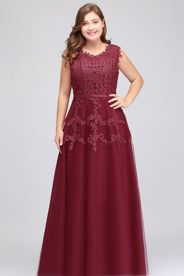 Burgundy Long Plus Size Bridesmaid Dress BPPBD002