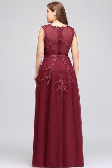 Burgundy Long Plus Size Bridesmaid Dress BPPBD002