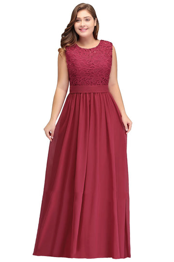 Burgundy Long Plus Size Bridesmaid Dress BPPBD004