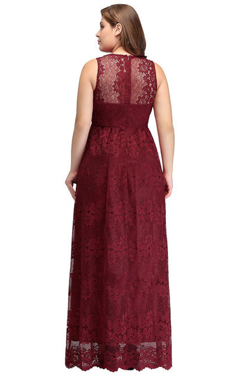 Dark Burgundy Long V-neck Plus Size Bridesmaid Dress BPPBD005