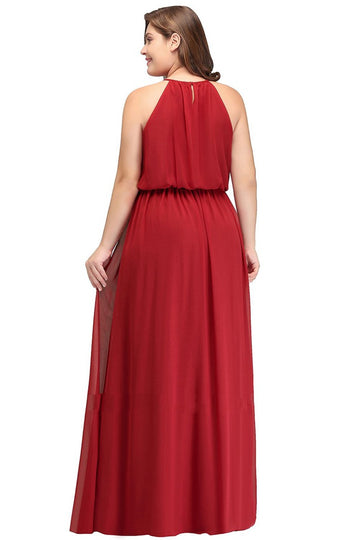 Ruby Red Long Plus Size Bridesmaid Dress BPPBD008