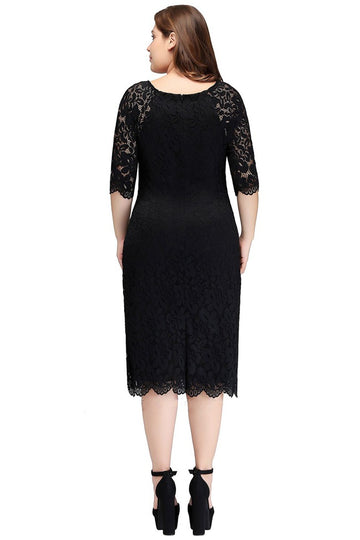 Black Ankle-length Long Sleeve Plus Size Bridesmaid Dress BPPBD012